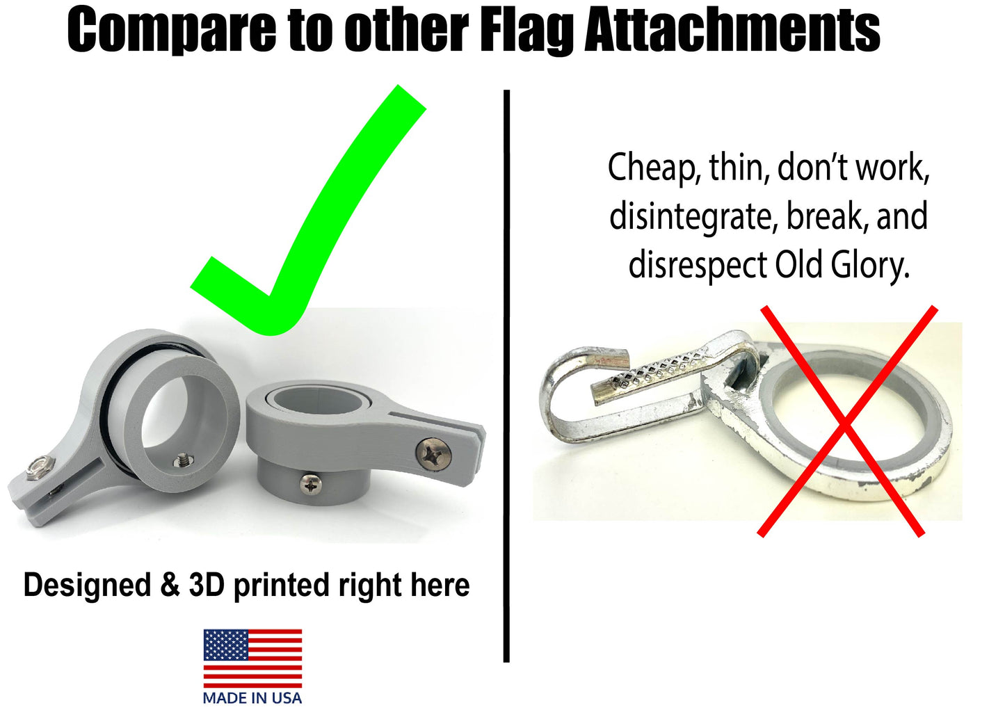 Industrial Grade Flagpole Swivels & Rings with Sealed Bearings -Direct Mount No Clips Needed