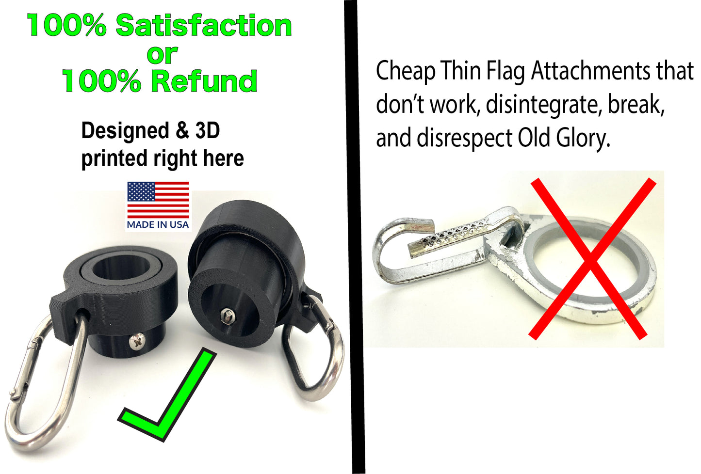 Industrial Grade Flagpole Swivels & Rings with Sealed Bearings & Stainless Clips