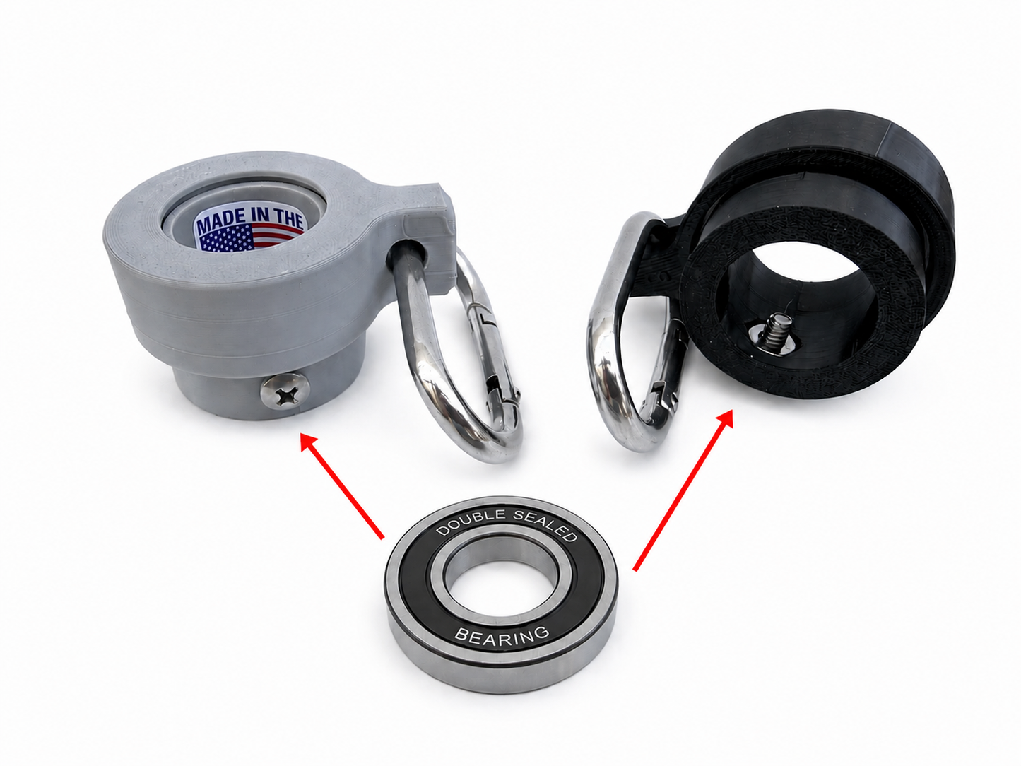 Flag Pole Swivel Rings | Sealed Bearings | Stainless Steel Clips | 6 Sizes 1/2" to 2"