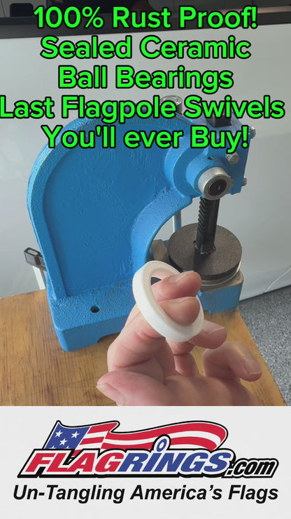 Flag Pole Swivel Rings | Sealed Bearings | Stainless Steel Clips | Sizes 1" to 2"